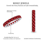 Rosec Jewels-Princess Cut Lab Grown Ruby Eternity Wedding Band for Women