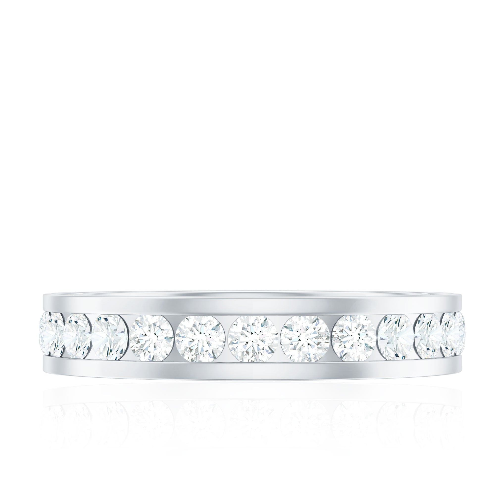 Certified Moissanite Eternity Ring in Channel Setting D-VS1 - Rosec Jewels