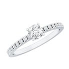 Moissanite Minimal Engagement Ring with Side Stone D-VS1 - Rosec Jewels