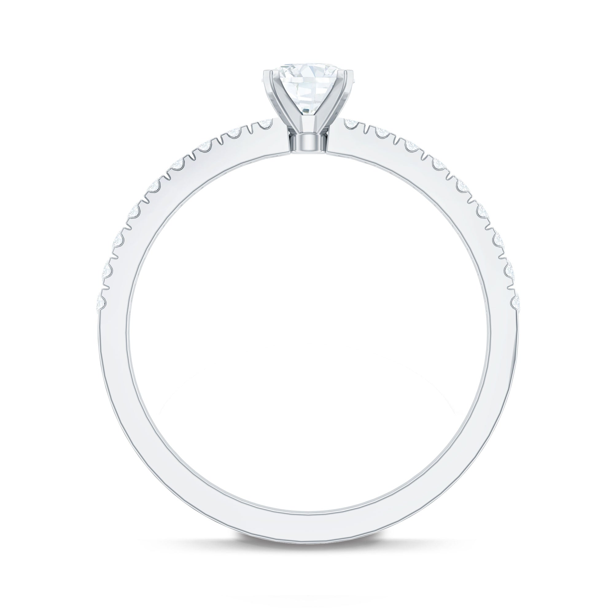 Moissanite Minimal Engagement Ring with Side Stone D-VS1 - Rosec Jewels