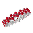 Rosec Jewels-Round Lab Created Ruby Cluster Eternity Ring in Prong Setting