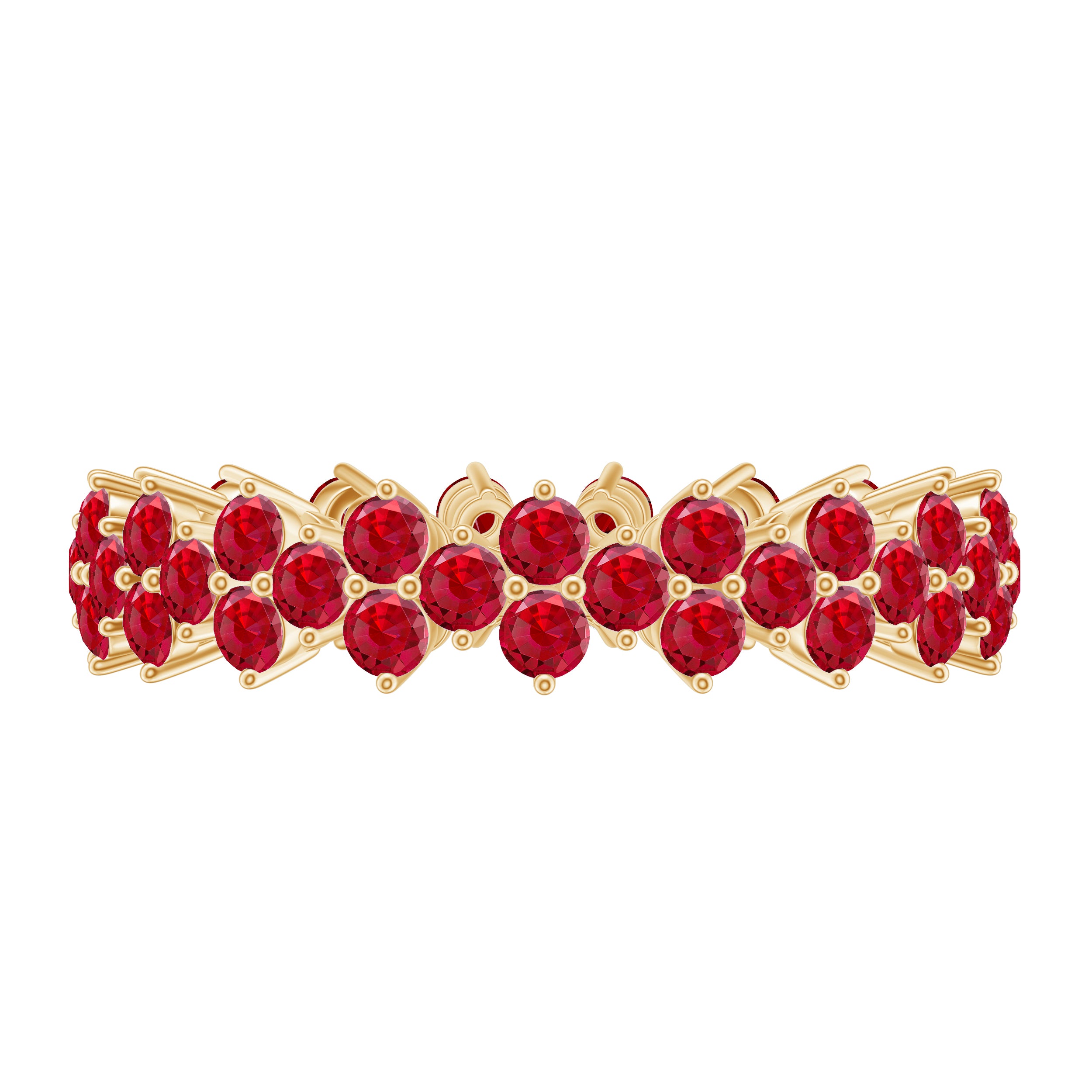 Rosec Jewels-Round Lab Created Ruby Cluster Eternity Ring in Prong Setting