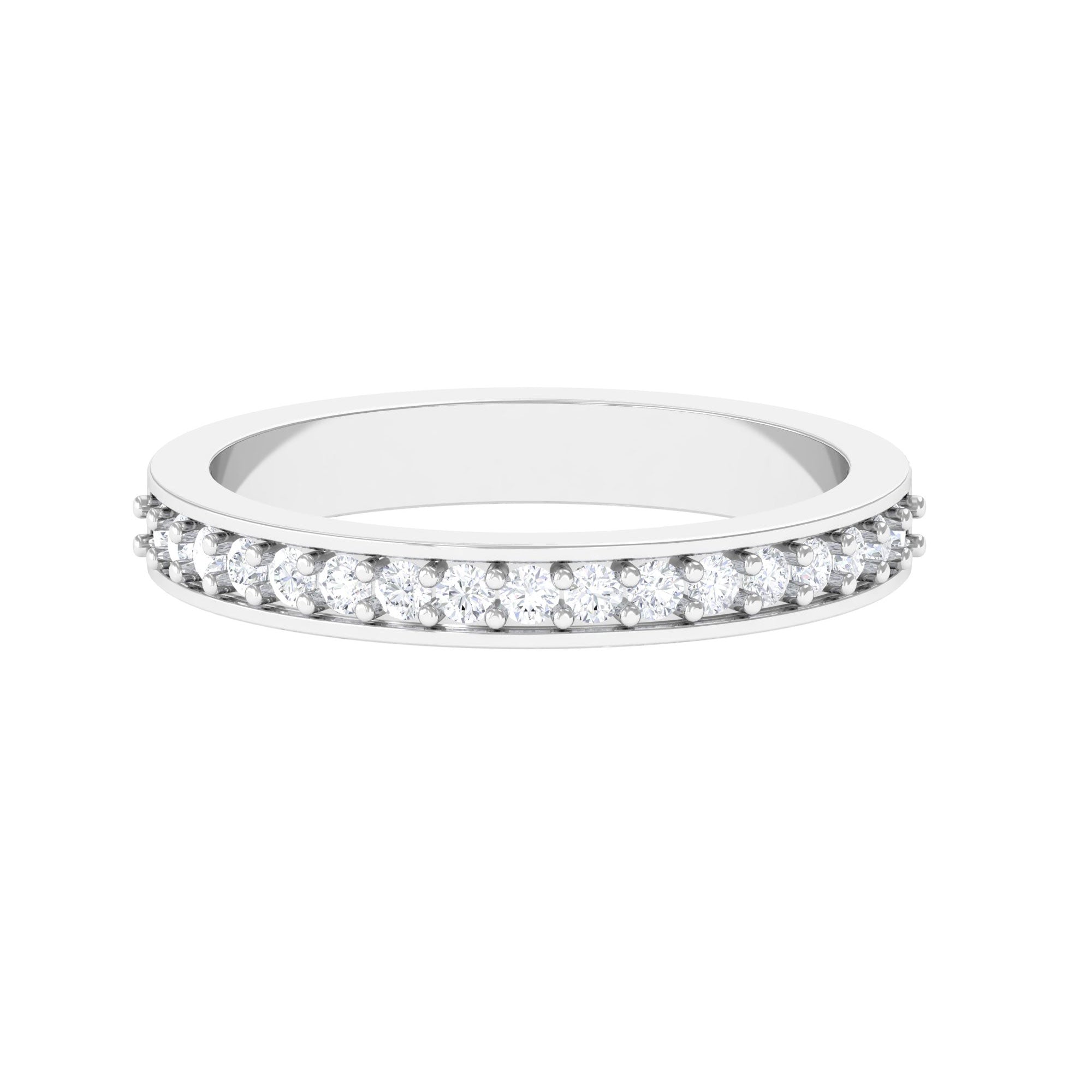 Simple Moissanite Half Eternity Band Ring Moissanite - ( D-VS1 ) - Color and Clarity - Rosec Jewels