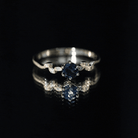 5mm Round London Blue Topaz Commitment Ring with Diamond AAA - Rosec Jewels