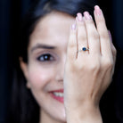5mm Round London Blue Topaz Commitment Ring with Diamond AAA - Rosec Jewels