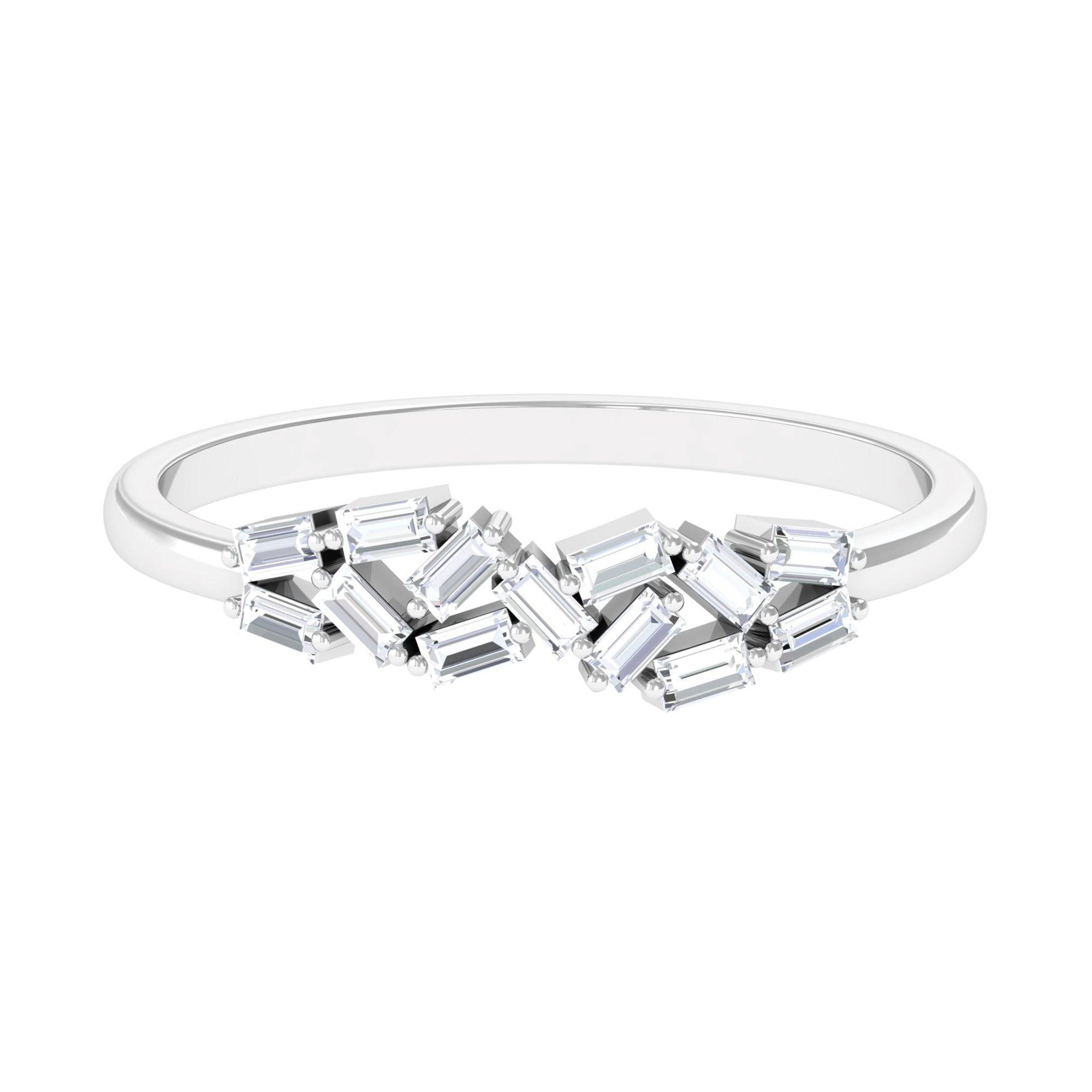 Baguette Cut Diamond Cluster Wedding Ring Diamond - ( HI-SI ) - Color and Clarity - Rosec Jewels