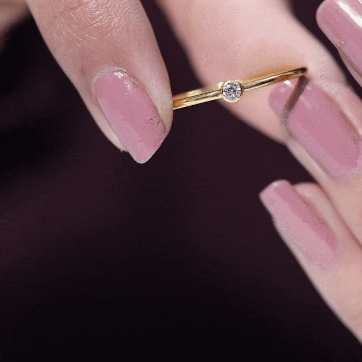 Rosec Jewels-Natural Diamond Dainty Promise Ring in Bezel Setting