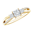 Princess Cut Moissanite Three Stone Engagement Ring D-VS1 - Rosec Jewels