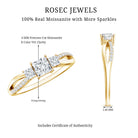Princess Cut Moissanite Three Stone Engagement Ring D-VS1 - Rosec Jewels