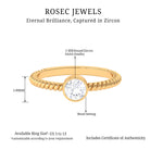 1/2 CT Bezel Set Zircon Solitaire Minimal Ring with Twisted Rope Details AAAA - Rosec Jewels