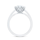 Round Moissanite Lotus Engagement Ring with Side Stones D-VS1 - Rosec Jewels