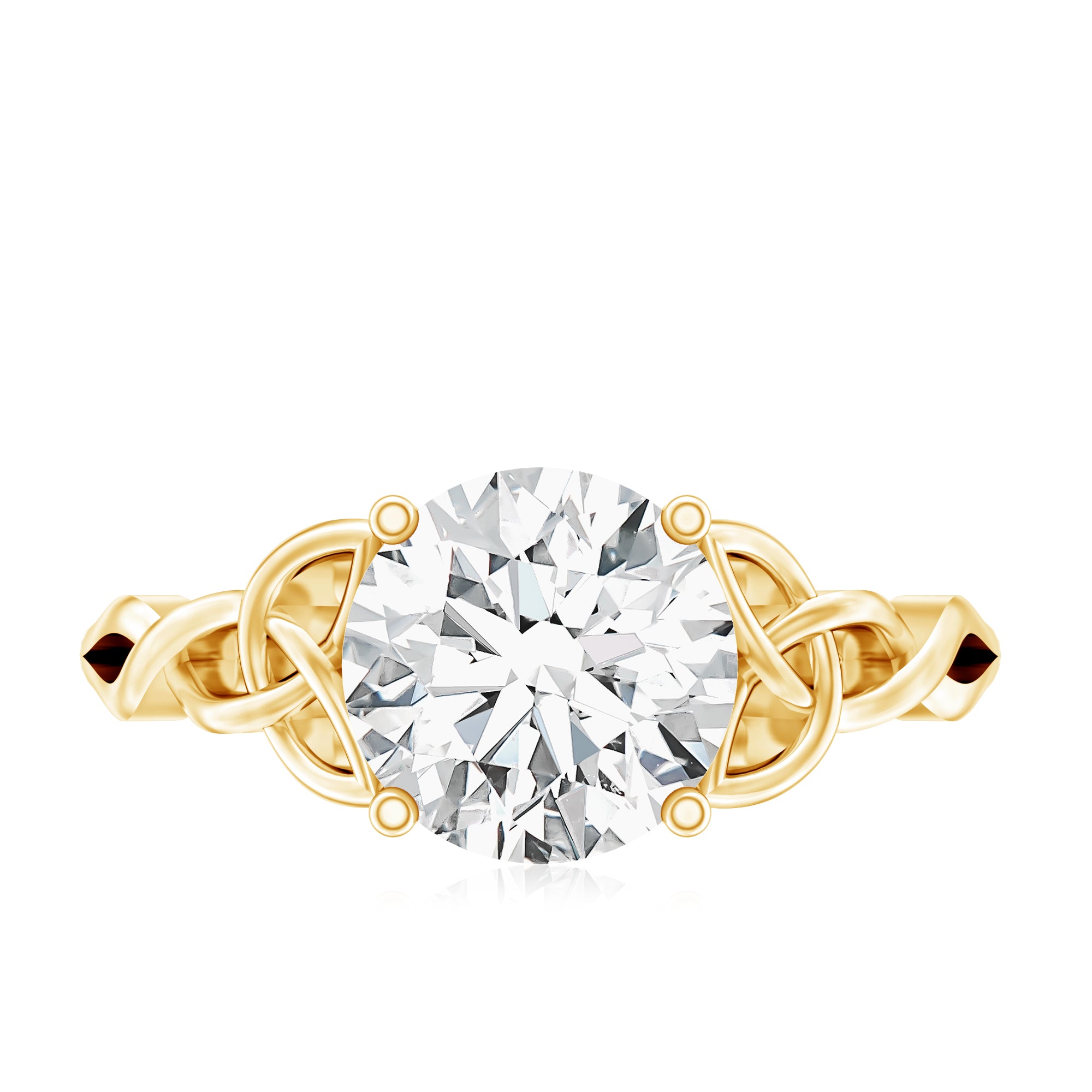 Round Moissanite Solitaire Engagement Ring with Celtic Details D-VS1 - Rosec Jewels