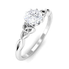 Cubic Zirconia Solitaire Celtic Knot Ring in Floral Setting AAAA - Rosec Jewels