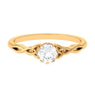 Cubic Zirconia Solitaire Celtic Knot Ring in Floral Setting AAAA - Rosec Jewels