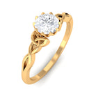 Cubic Zirconia Solitaire Celtic Knot Ring in Floral Setting AAAA - Rosec Jewels