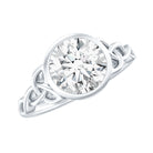 Solitaire Moissanite Celtic Knot Engagement Ring in Bezel Setting D-VS1 - Rosec Jewels