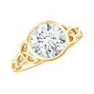 Solitaire Moissanite Celtic Knot Engagement Ring in Bezel Setting D-VS1 - Rosec Jewels