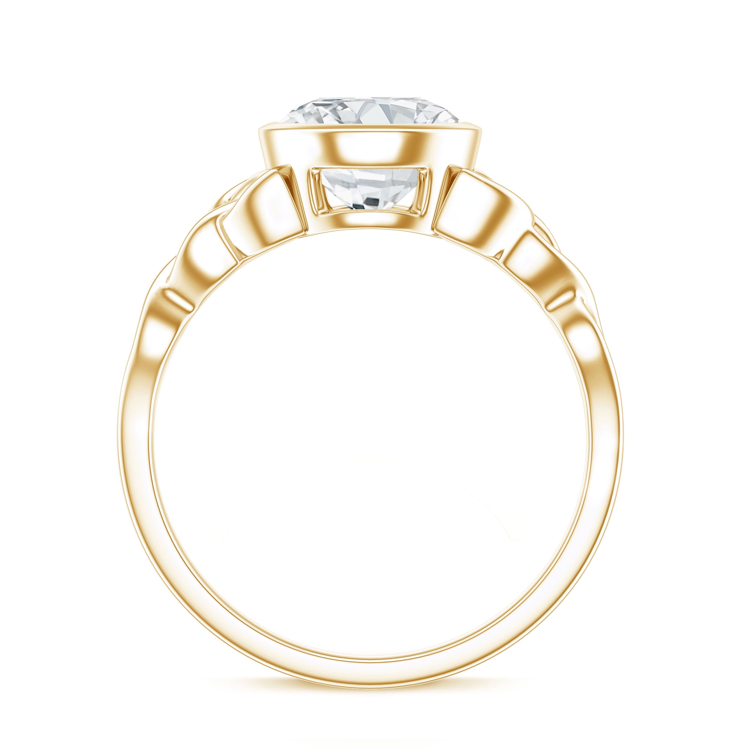 Solitaire Moissanite Celtic Knot Engagement Ring in Bezel Setting D-VS1 - Rosec Jewels