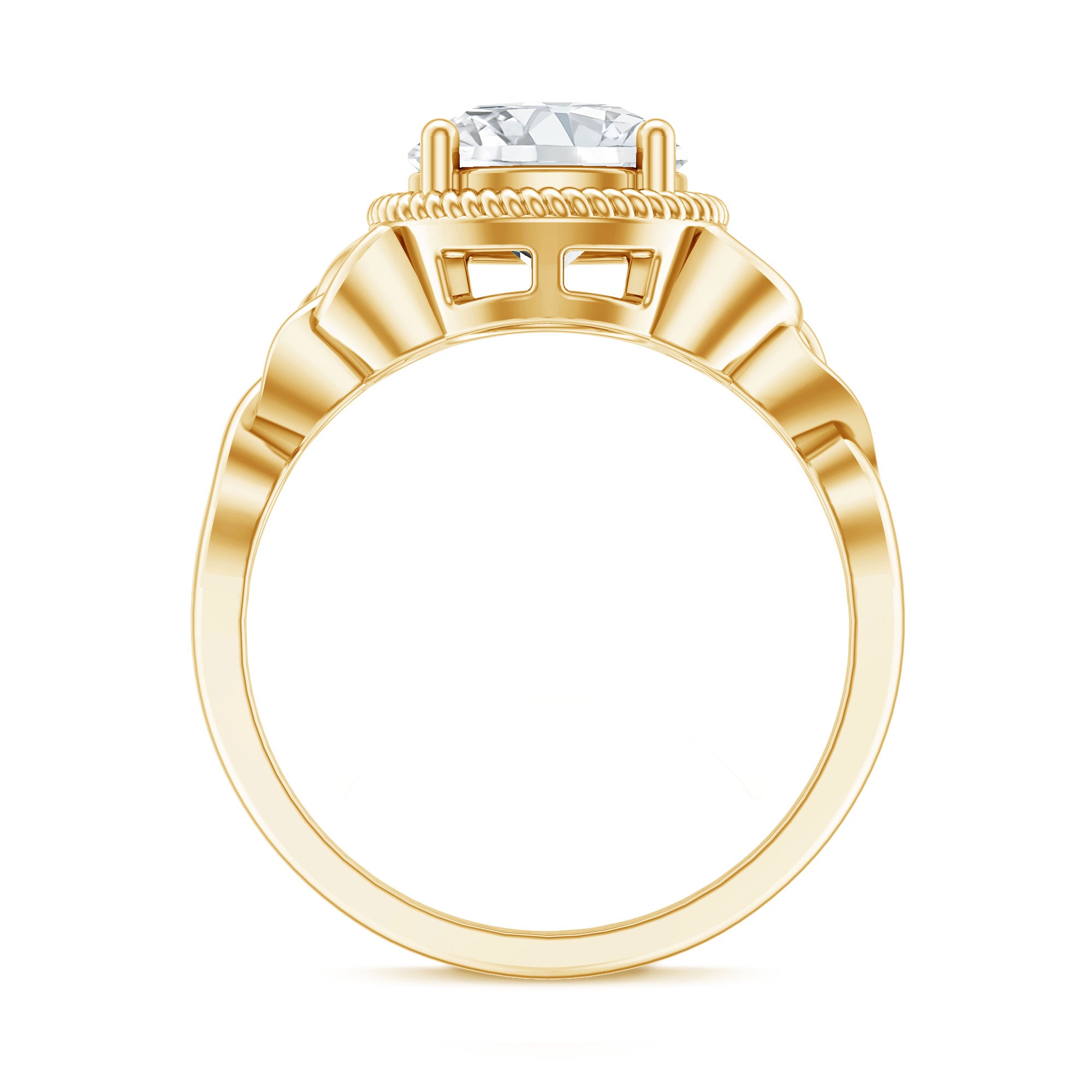 Brilliant Cut Moissanite Engagement Ring with Rope Frame D-VS1 - Rosec Jewels