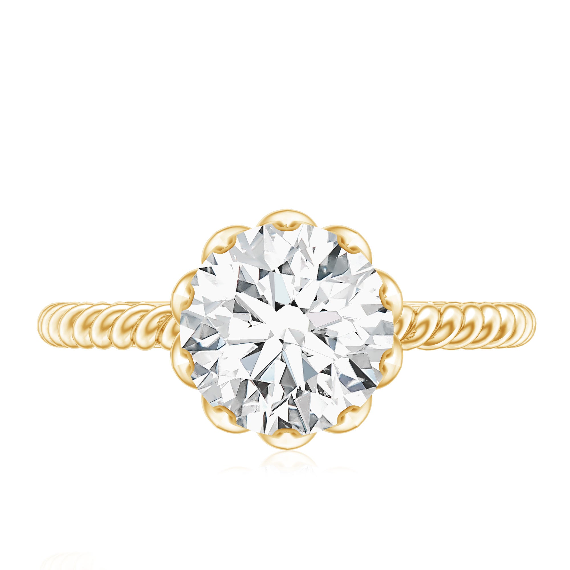 2 CT Moissanite Engagement Ring with Twisted Rope Band D-VS1 - Rosec Jewels