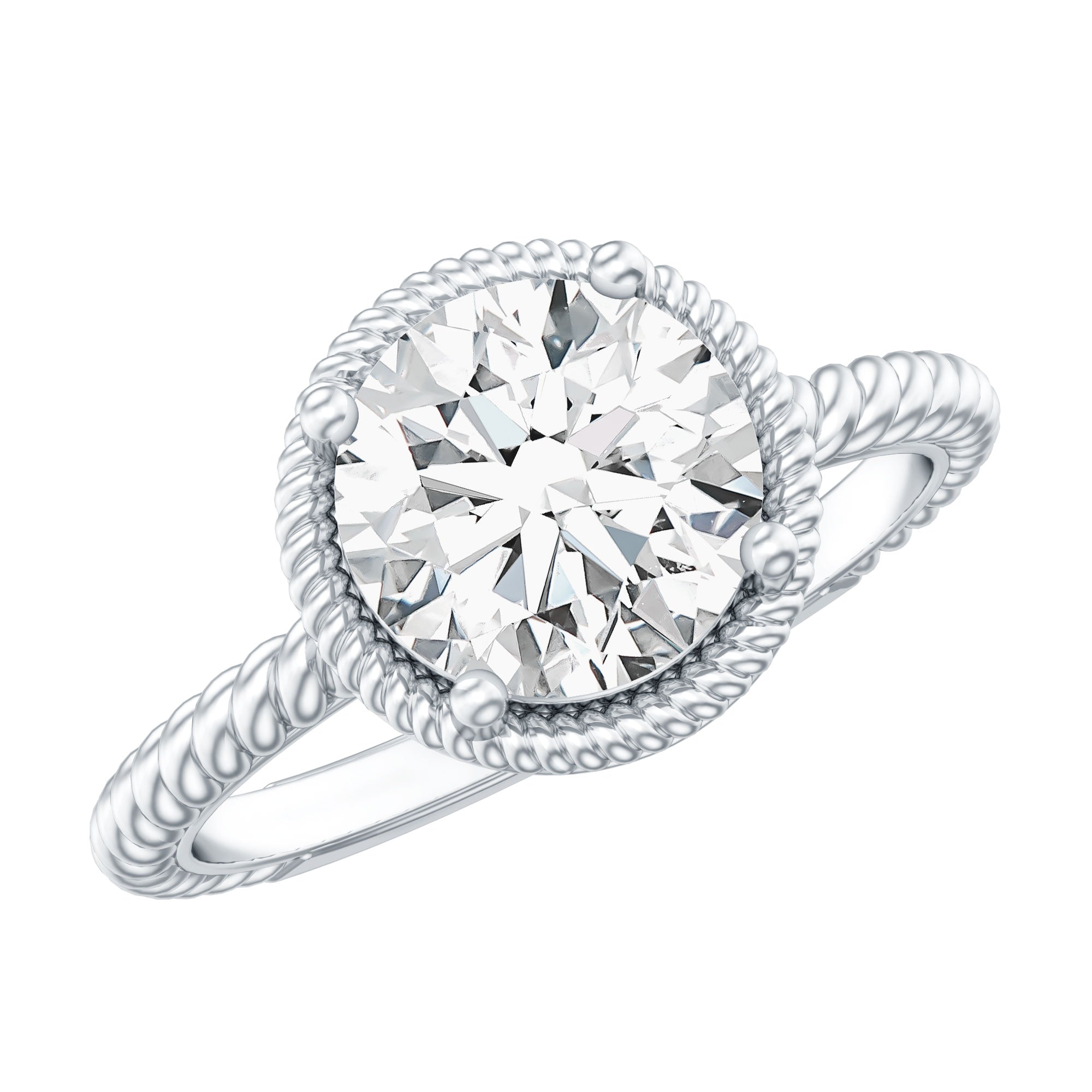Brilliant Cut 8 MM Moissanite Rope Band Engagement Ring D-VS1 - Rosec Jewels