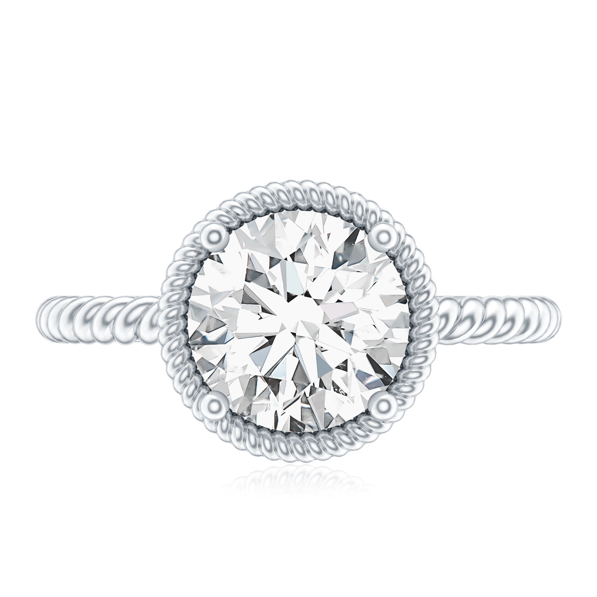 Brilliant Cut 8 MM Moissanite Rope Band Engagement Ring D-VS1 - Rosec Jewels