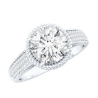 2 Carat Moissanite Round Cut Engagement Ring With Side Stones D-VS1 - Rosec Jewels