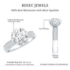 Lotus Basket Set Moissanite Engagement Ring with Side Stones D-VS1 - Rosec Jewels