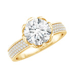 Lotus Basket Set Moissanite Engagement Ring with Side Stones D-VS1 - Rosec Jewels