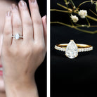 Certified 7X10 MM Moissanite Pear Shaped Engagement Ring D-VS1 - Rosec Jewels