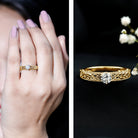 Cubic Zirconia Solitaire Vintage Inspired Filigree Ring in Claw Setting AAAA - Rosec Jewels