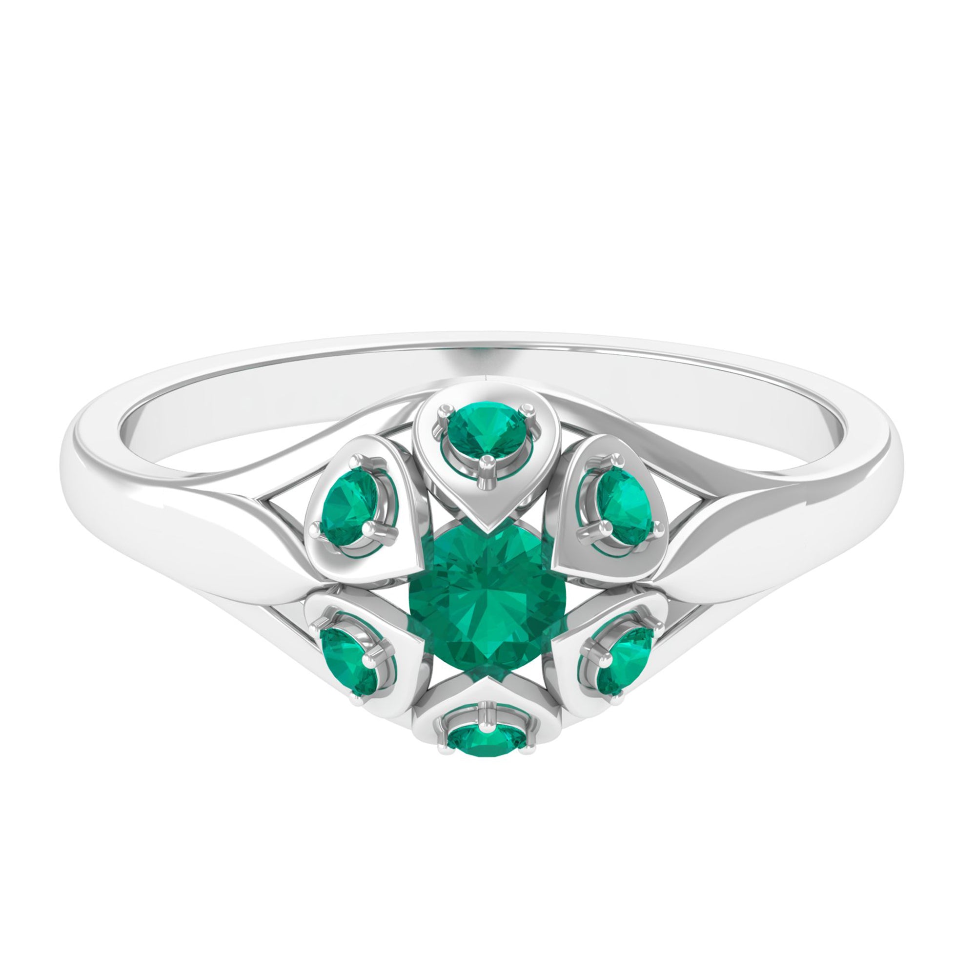Rosec Jewels-May Birthstone 1/2 CT Emerald Vintage Ring for Women
