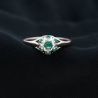 Rosec Jewels-Vintage Inspired Emerald Flower Engagement Ring
