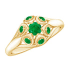 Rosec Jewels-Vintage Inspired Emerald Flower Engagement Ring