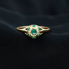 Rosec Jewels-Vintage Inspired Emerald Flower Engagement Ring