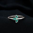 Rosec Jewels-Marquise Cut Emerald Leaf Promise Ring in Bezel Setting