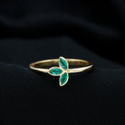 Rosec Jewels-Marquise Cut Emerald Leaf Promise Ring in Bezel Setting