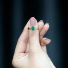 Rosec Jewels-Oval Cut Emerald Solitaire Engagement Ring with Bow Design