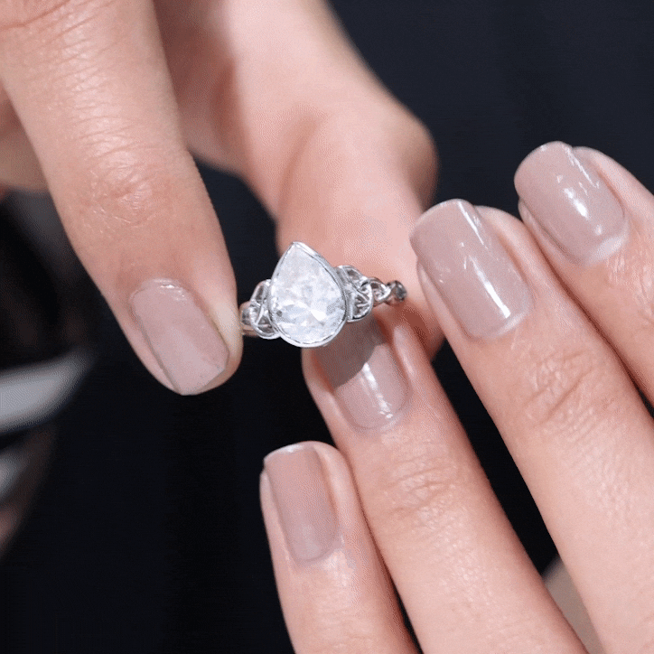 2.25 Carat Pear Shape Moissanite Celtic Knot Engagement Ring D-VS1 - Rosec Jewels