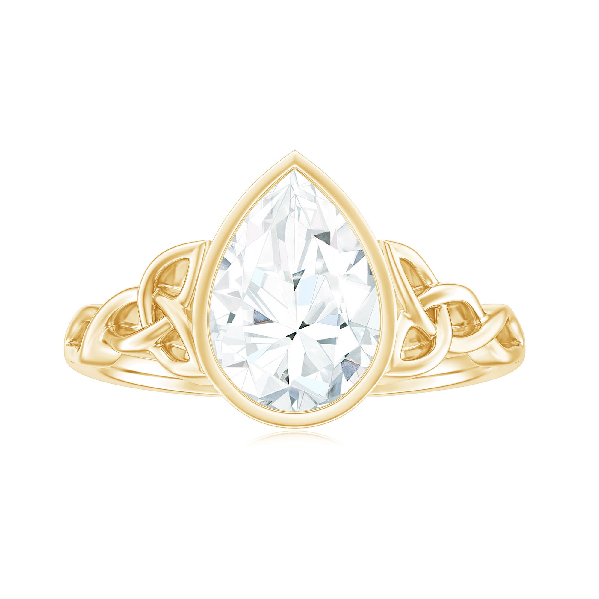 2.25 Carat Pear Shape Moissanite Celtic Knot Engagement Ring D-VS1 - Rosec Jewels