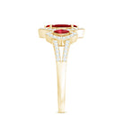 Split Shank Lab Grown Ruby and Diamond Cluster Engagement Ring AAAA - Rosec Jewels