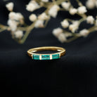 Baguette Cut Real Emerald 3 Stone Ring with Certificate AAA - Rosec Jewels