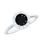 Rosec Jewels-1.75 CT Lab Created Black Diamond Promise Ring with Diamond Halo