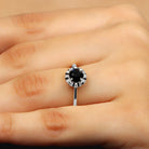 Rosec Jewels-1.75 CT Lab Created Black Diamond Promise Ring with Diamond Halo