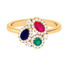 1.25 CT Multi Gemstone Cocktail Ring with Moissanite Accent Blue Sapphire - ( AAA ) - Quality - Rosec Jewels