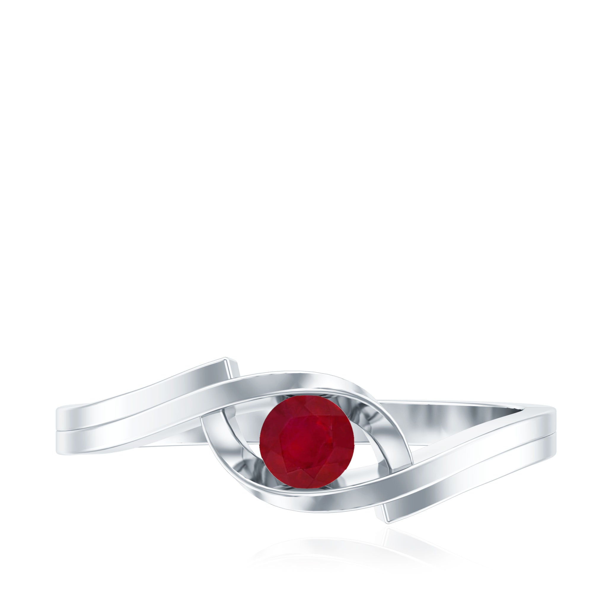 Natural Red Ruby Promise Ring with Bypass Shank AAA - Rosec Jewels