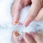 1 CT Lab Grown Pink Sapphire Teardrop Engagement Ring with Diamond AAAA - Rosec Jewels