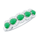 Pear Shape Emerald Anniversary Wedding Ring with Diamond Accent AAA - Rosec Jewels