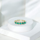 Pear Shape Emerald Anniversary Wedding Ring with Diamond Accent AAA - Rosec Jewels