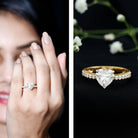 2 CT Moissanite Heart Engagement Ring With Side Stones D-VS1 - Rosec Jewels